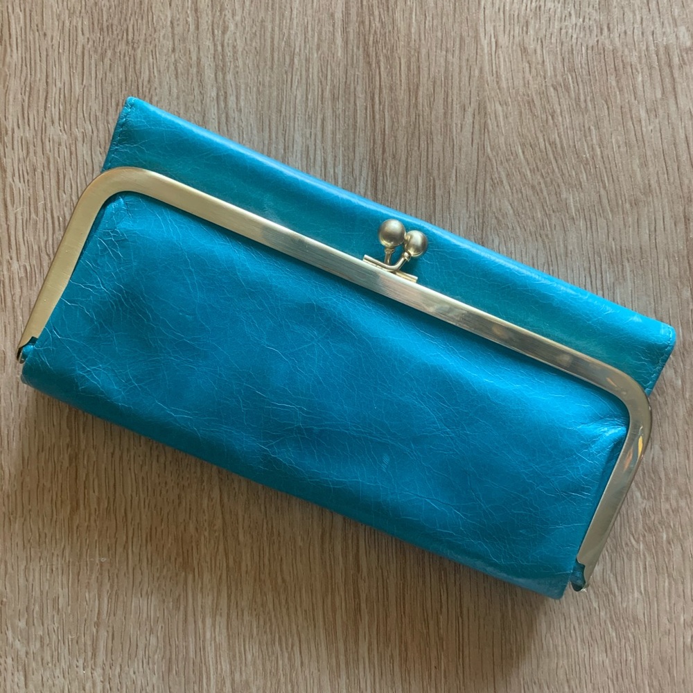 NWT Hobo International Rachel Trifold Wallet, Turq
